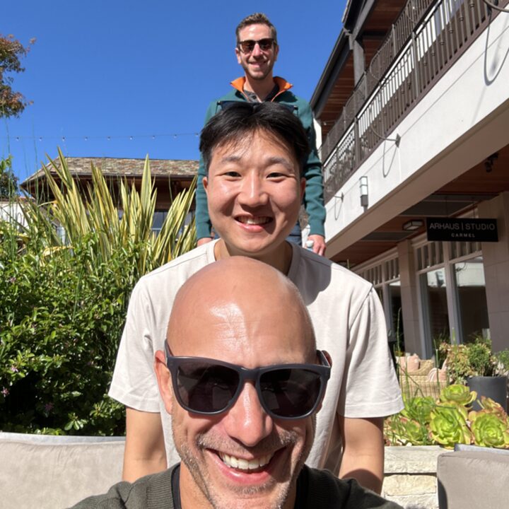 Playful pose of participants in perspective